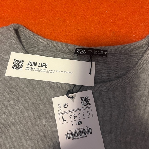 Zara grey basic short sleeve high neck mini dress NWT - Picture 3 of 5